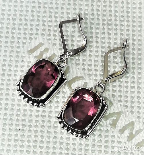 Серьги серебрение аметист С656