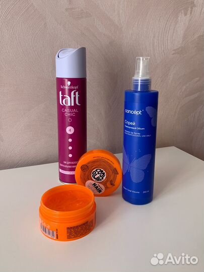 Набор для волос: лак, гель-воск, спрей для объема
