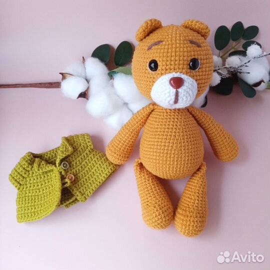 Мягкая игрушка вязаный мишка
