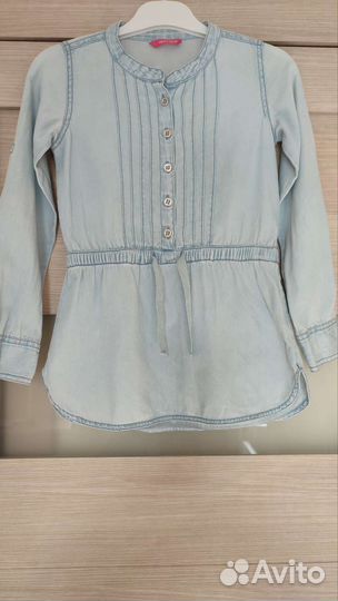 Джинсовая рубашка-туника тонкая, рост 122-128