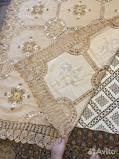 Старинное кружевное покрывало, скатерти
