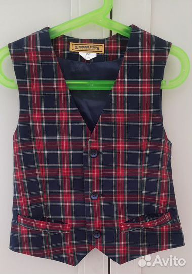 Жилет школьный 122 см, синяя клетка