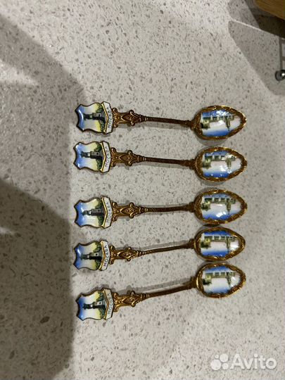 Ложка сувенирная Москва, металл, золочение, эмаль