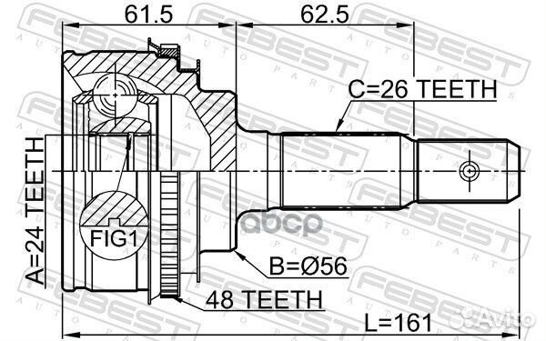 ШРУС наружный 24X56X26 toyota camry SXV2#/MCV2#