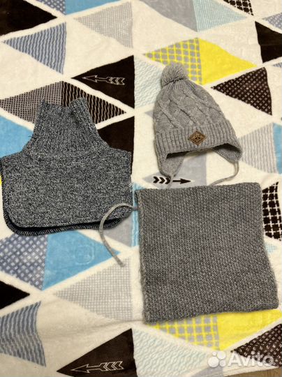 Комплект шапка снуд и манишка для мальчика