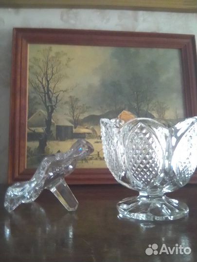 Сахарница - конфетница хрустальная