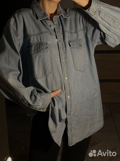 Джинсовая рубашка унисекс винтаж 42-46