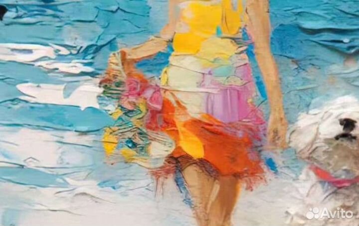 Картина маслом девочка с собакой