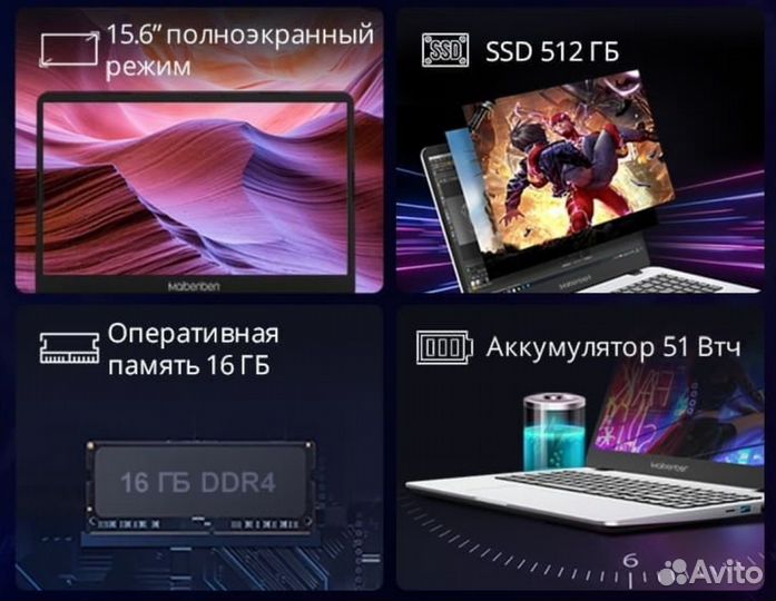 Ноутбук maibenben M545 Ryzen5 16/512 Гб (новый)