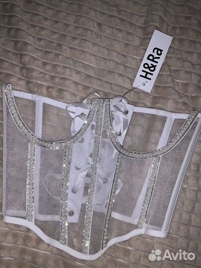 Корсет черный и белый с блестками