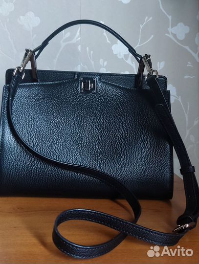 Сумка женская натуральная кожа бу черная
