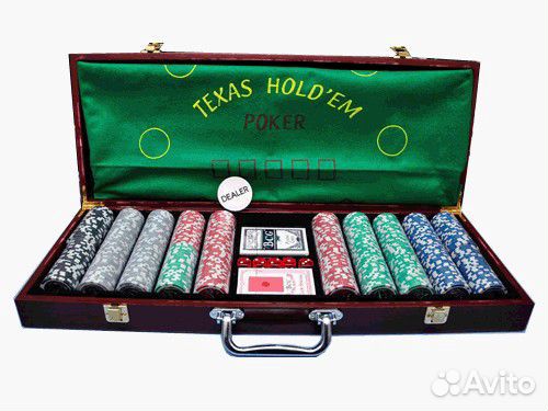 Набор Покер в деревянном кейсе 500 фишек