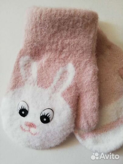Новые Варежки теплые весна-осень детские Зайки Рук