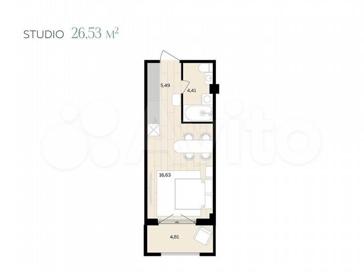 1-к. апартаменты, 31,7 м², 2/9 эт.