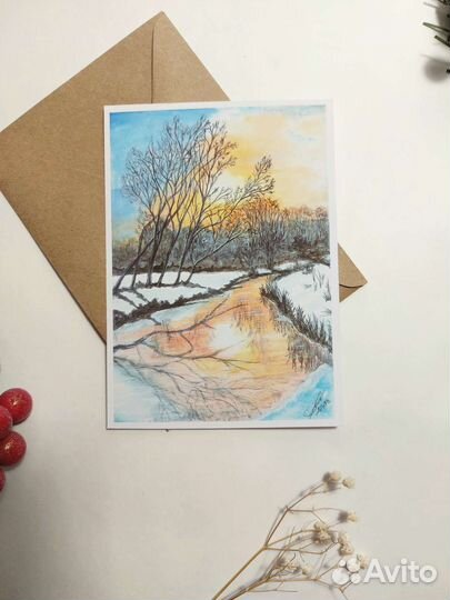 Авторские акварельные открытки С6 2шт. Набор