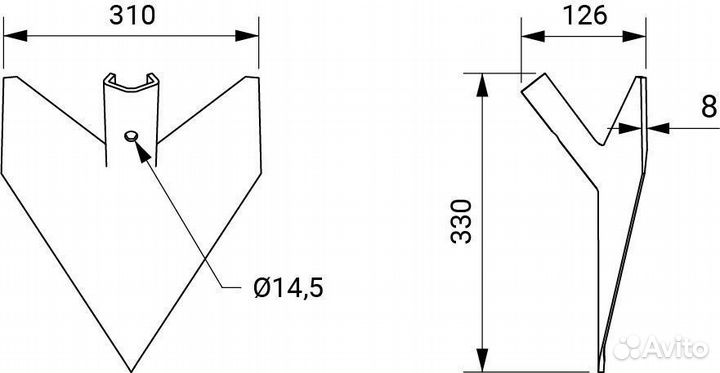 Лапа для сеялки 310х8 200PWV1208