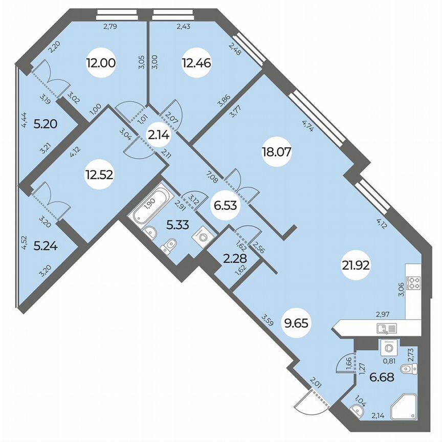 4-к. квартира, 114 м², 5/24 эт.