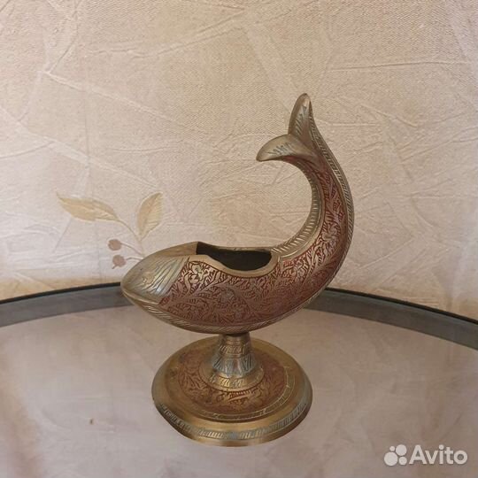 Бронзовая пепельница рыбка, винтаж