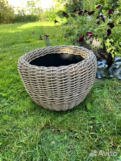 Кашпо вазоны для цветов из искуственного ротанга