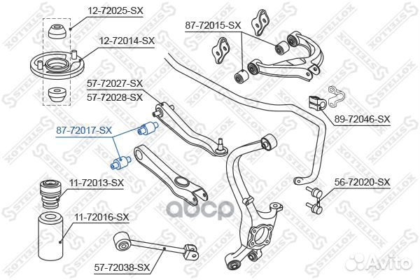 87-72017-SX сайлентблок зад. рычага внутр. Mit