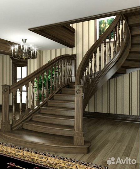 Деревянная лестница / качество премиум