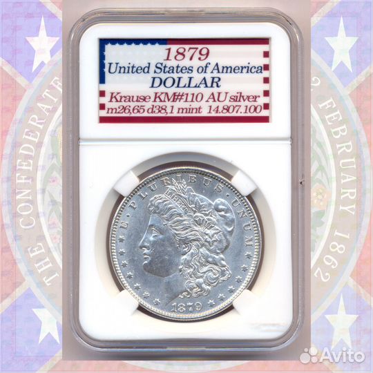 1 Доллар США 1879 Филадельфия slab pccb