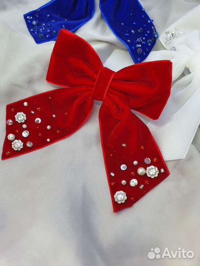 Праздничный комплект бархатных бантов-резинок