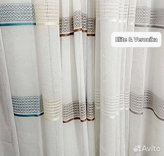 Тюль готовый новый лён полоска Екатеринбург