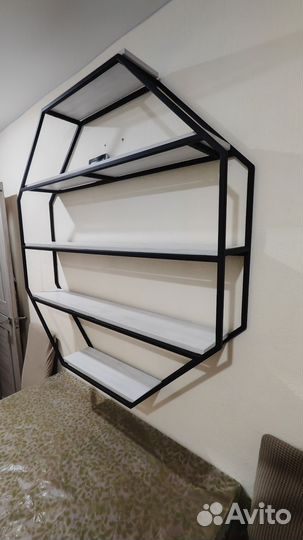 Стеллаж настенный, восьмигранный в стиле лофт