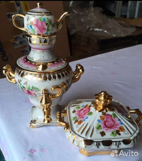 Самовар сувенирный и сахарница Новый