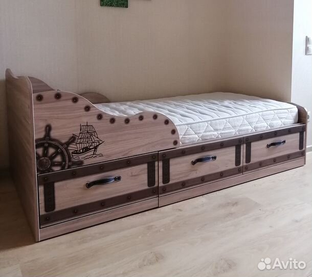 Кровать детская Корсар 190х90 + матрас Аскона