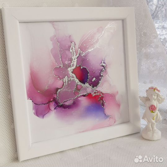 Абстрактная картина акриловыми чернилами 20 на 20