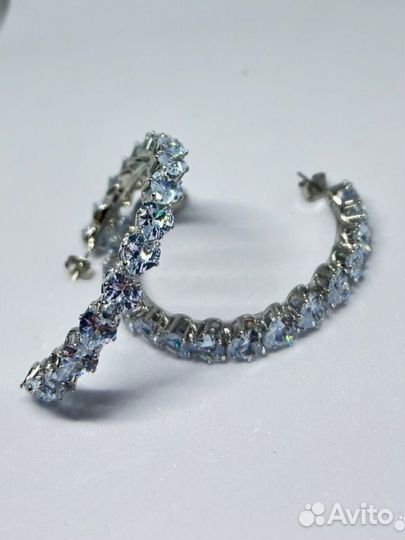 Серьги кольца сердца