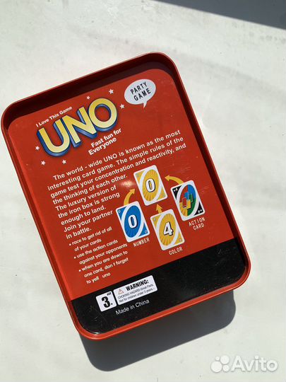 UNO настольная игра в металлической коробке