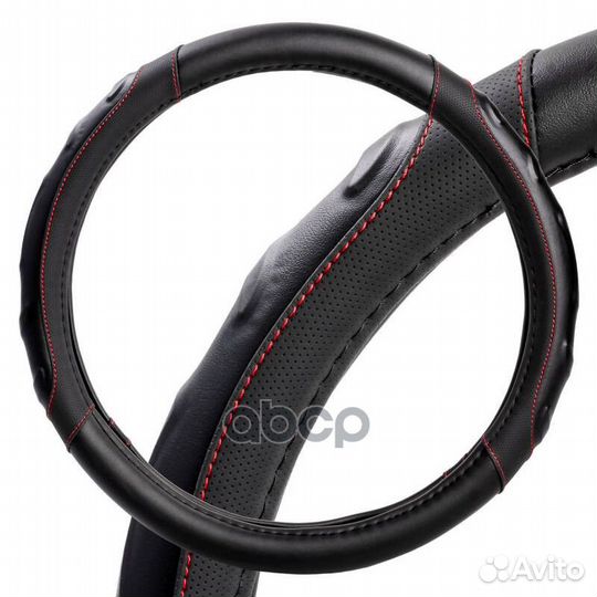 Оплетка на руль, искусст. кожа, рельефная, черная