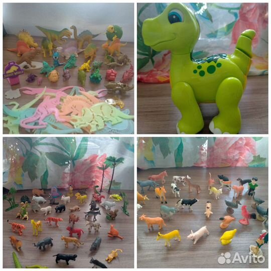 75 фигурок диких и домашних животных,динозавров