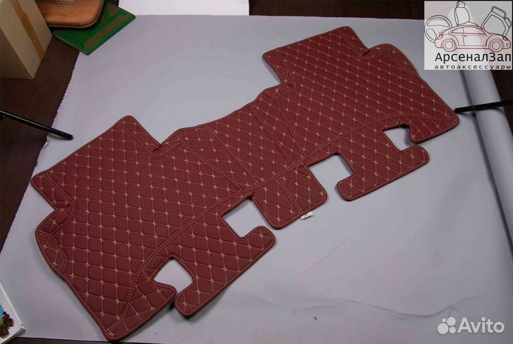 3D автоковрики из экокожи Kia Rio бордовые
