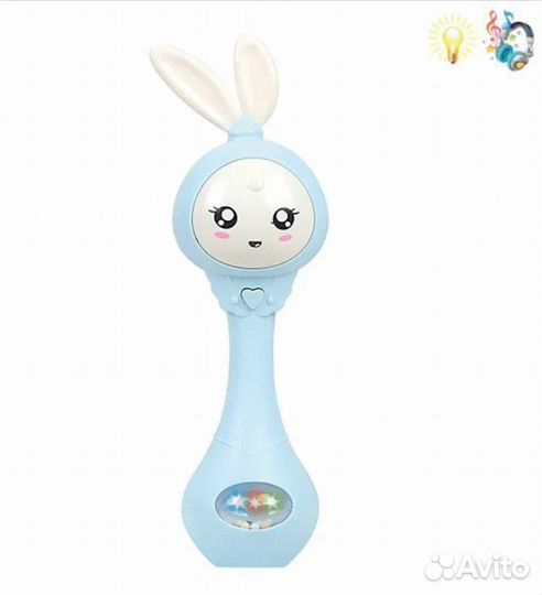 Музыкальная погремушка прорезыватель Зайка