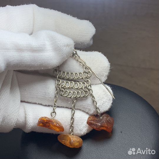 Винтажная Янтарная Брошь Ретро