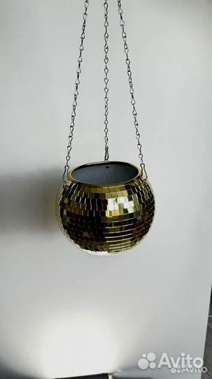 Кашпо из диско шара / кашпо из зеркальной мозаики