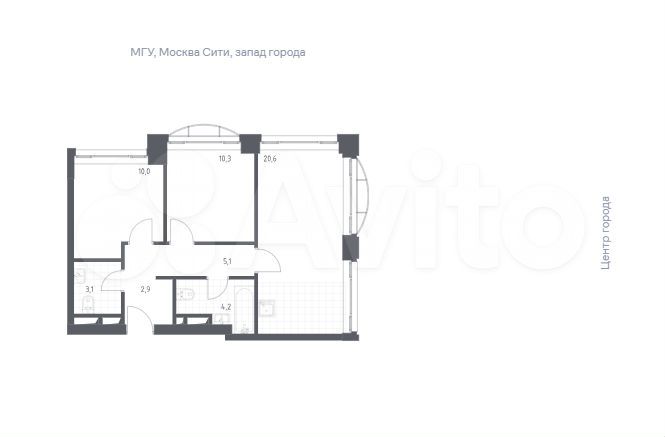 2-к. апартаменты, 56,2 м², 1/14 эт.