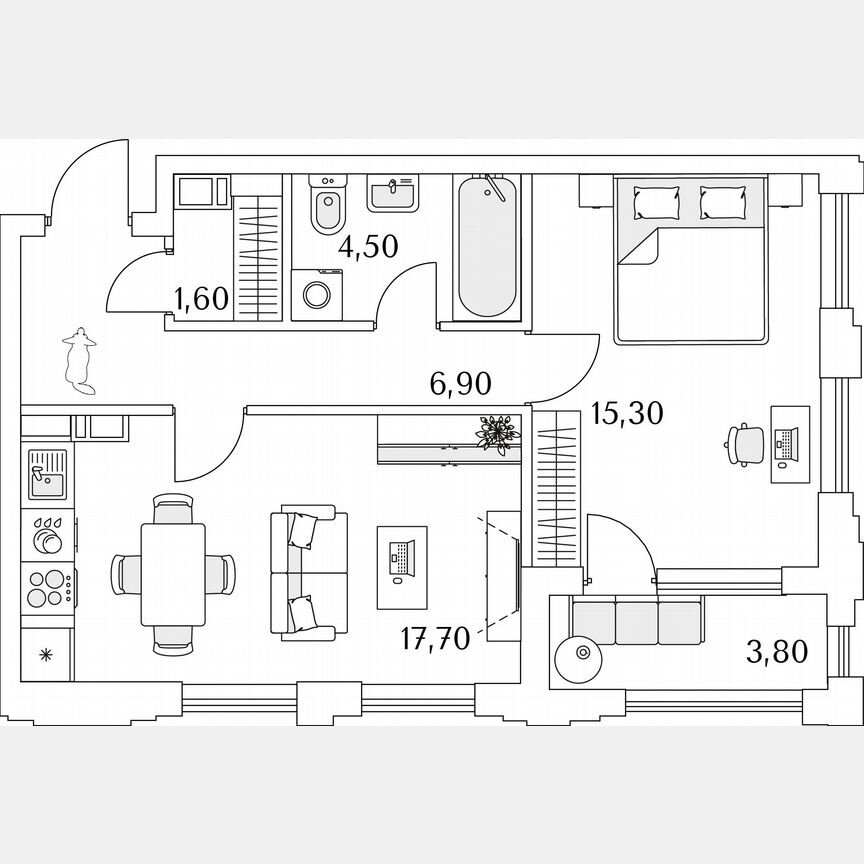 1-к. квартира, 47,8 м², 5/13 эт.