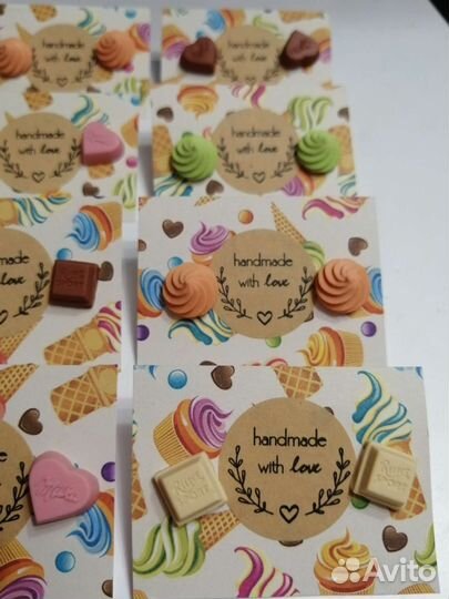 Серьги конфеты шоколадки гвоздики