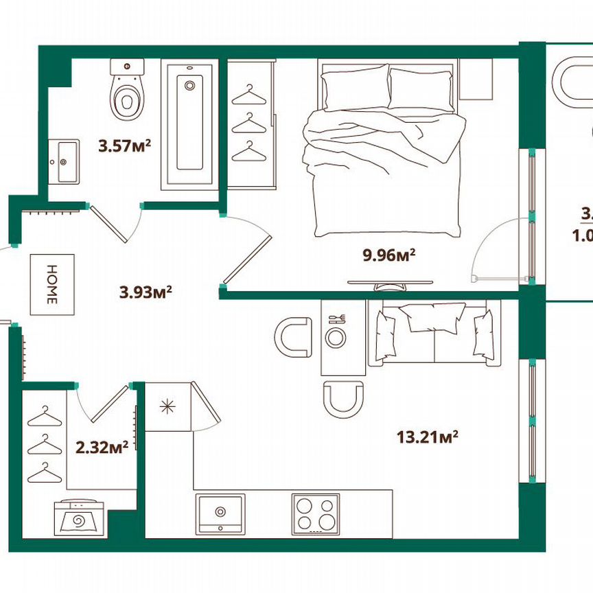 1-к. квартира, 34,1 м², 2/12 эт.