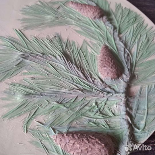 Гипсовое панно Сосна, ботанический барельеф