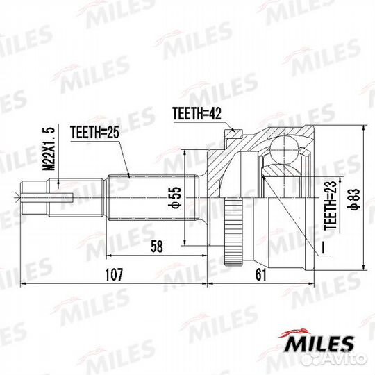 ШРУС nissan sunny 1.5-1.8 90-98 нар.(ABS)