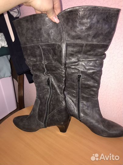 Кожаные y2k сапоги Италия ботфорты