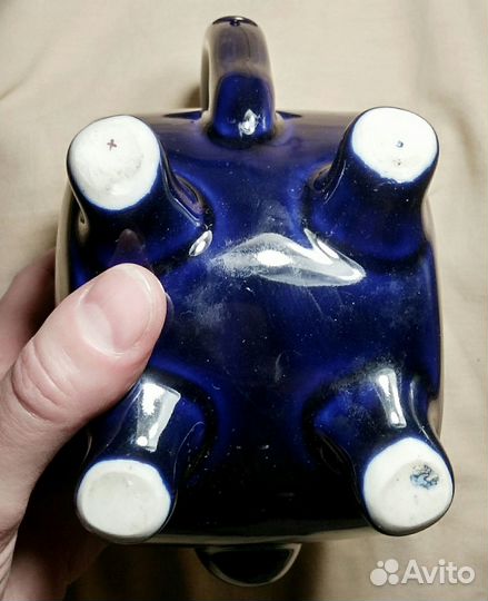 Чайник кобальт, фарфор Гжель, СССР