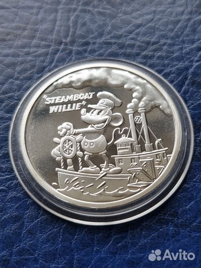 Монета Серебро Микки Маус Пароходик Вилли Унция