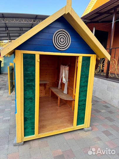 Детский игровой домик уличный деревянный